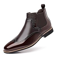 Western Cowboy Boots For Men - Mens Square Toe Chelsea Boots Ankle Cowboy Boots For Men Casual Retro Stylish Boots Brown