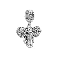 KunBead Lucky Elephant Dangle Animal Charms Compatible with Pandora Bracelets Necklace for Women
