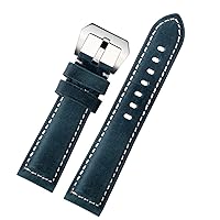 20mm 22mm 24mm 26mm Genuine Leather Retro Man Watch Band for Panerai PAM111 441 Cowhide Watchband Wrist Strap (Color : 10mm Gold Clasp, Size : 22mm)