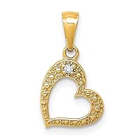 14k Gold .01ct. Diamond Love Heart Pendant Necklace Measures 9mm Wide Jewelry for Women