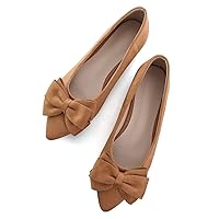 SAILING LU Pointy Toe Ballet Flats for Women with Cute Bowknot Elegant Slip-ons Soft Support Daily Walking Shoes
