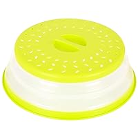 Collapsible Microwave Cover, Easy Grip Food Splatter Cover Colander Strainer Splatter for Fruit Vegetables, Bap Free and Non-Toxic - Green