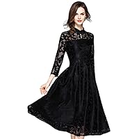 Womens Dresses Fall Vintage Formal Floral Lace A Line Midi Tea Swing Dress Bridesmaid Evening Cocktail Party Dress