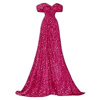 Tsbridal Women Sequins Prom Bridesmaid Dress Glitter Off The Shoulder Long Evening Gowns Formal