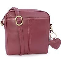 Gigi - Ladies Small Leather Crossbody Bag - Handbag With Long Adjustable Shoulder Strap - With Heart Keyring Charm - OTHELLO 22-29