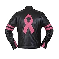 F&H Women's Retro Breast Cancer Genuine Leather Jacket