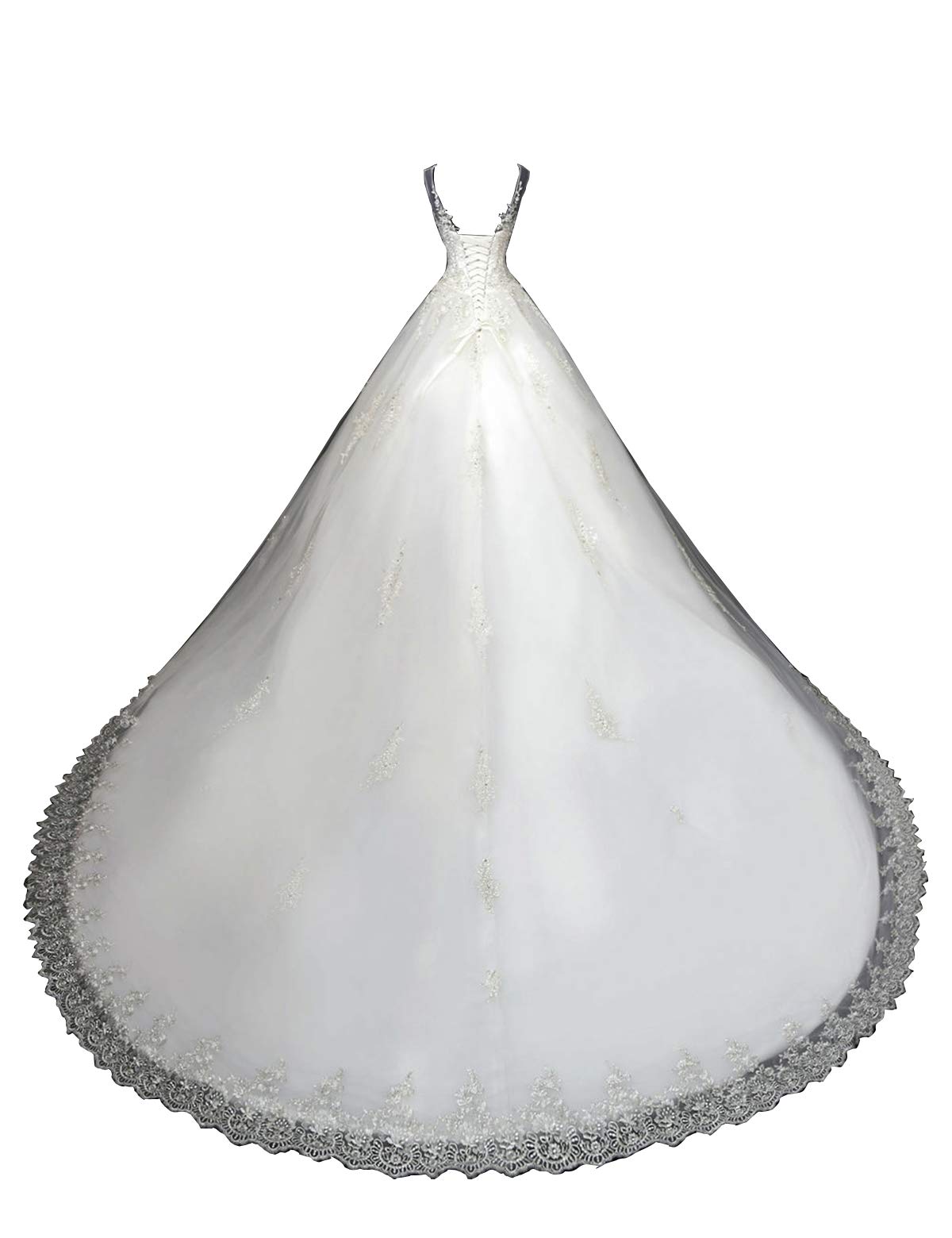 Aries Tuttle White/Ivory Lace-up A Line Wedding Dress Cathedral Train Appliques Beaded Bridal Gown Vestido de Novia