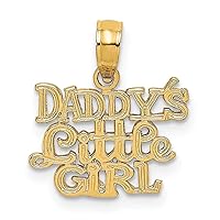 14k Yellow Gold Polished Finish Flat Back DADDYS LITTLE GIRL Design Charm Pendant
