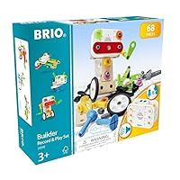 BRIO Builder 34592 - Builder Record and Play Set - 67-Piece Construction Set STEM Toy with Wood and Plastic Pieces and a Sound Recorder for Kids Age 3 and Up