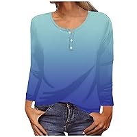 YZHM Womens Long Sleeve Tops 2023 Henley Shirts Floral Print V Neck Tees Spring/Fall Blouses Comfy Tshirts Trendy Tunic Tops