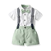 Baby Boys Gentleman Outfits Suits Short Sleeve Bowtie Shirt+Suspender Shorts Clothes Set Overalls