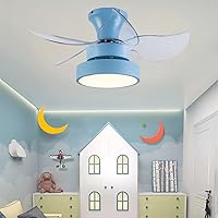 Kids Ceiling Fan Light with Remote Silent Reversible Blades 6 Wind Speeds 3 Color Changeable Dimmable Modern Fan Light for Living Room, Bedroom, Kid's Room/Blue