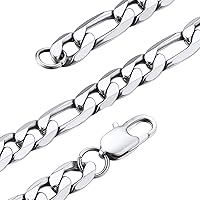 GOLDCHIC JEWELRY Figaro Chain Necklace for Men, Classic Chunky Miami Chains in 316L Stainless Steel/18K Gold Plated/Black Plated, 3MM/6MM/9MM Width, 14-30 inch Length
