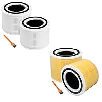 Core 300 Replacement Filter for LEVOIT Core 300 Core 300S VortexAir Air Purifier, 3-in-1 HEPA and Activated Carbon, Core 300-RF-PA, 4 Pack（2 Yellow& 2 White)