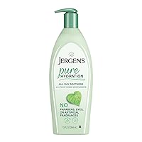 Jergens Pure Hydration Body Lotion, Plant Based Moisturizer Hydrates Dry to Extra Dry Skin, Paraben and Cruelty Free, Fragrance Free Formula, 24hr Hydration, 13 oz Pump Bottle