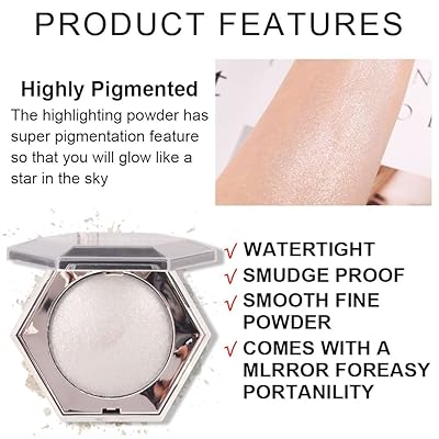 Pearl White Shimmer Glitter Highlighter Highlight Makeup Contour  Powder,Silver Face Highlighter, Highlighter+Makeup iluminadores Illuminator  Make Up