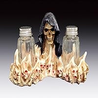 Reaper with Skull Flame Salt and Pepper Shaker Set 4.5 Inch