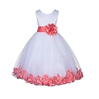ekidsbridal Wedding Pageant Floral Lace Rose Petals Ivory Tulle Flower Girl Dress 165S