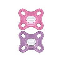 MAM Comfort Baby Pacifier, 100% Lightweight Silicone, Sterilizer Case, Girl, 0-3 Months, 2 Count (Pack of 1)