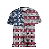 Unisex Novelty Vintage T-Shirt American-Flag Graphic-Colors Casual Crewneck Short-Sleeve Fashion Softstyle Summer Workout Tee