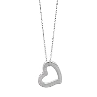 14K Gold Open Floating Heart Pendant Necklace on a 18 Inch Chain