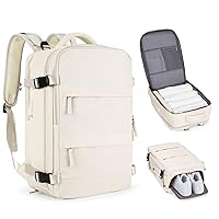coofay Beige Travel Backpack For Women Men Airline Approved Personal Item Backpack For Airlines Carry On Backpack Flight Approved Waterproof Backpack For Traveling On Airplane Weekender Travel Bag