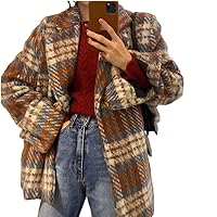 Plaid Coat Women Woolen Blazer Autumn And Winter Thickened Small Mid-length