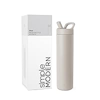 Simple Modern Water Bottle with Straw lid | Insulated Stainless Steel Thermos | Reusable Travel Water Bottles for Gym & Sports | Leak Proof & BPA Free | Mesa Collection | 24oz, Almond Birch