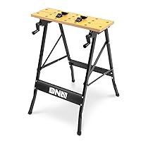 DNA MOTORING Adjustable Workbench - Portable Foldable Multi-Purpose, with Measuring Ruler and Protractor - Ideal for Garage, Home, DIY, and Carpentry,TOOLS-00454