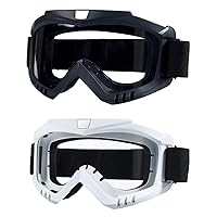 Dirt Bike Goggles, 2 Pack ATV Motorcycle Goggles Wide Vision Anti-UV Adjustable Motocross Glasses Riding Racing Off-Road Cycling Goggles for Youth, Teens, Men & Women