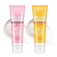 Body Deodorant Cream, Odor Removing Invisible Cream 72 Hour Odor Control for Armpit Private Parts, Rose & Clean Tangerine