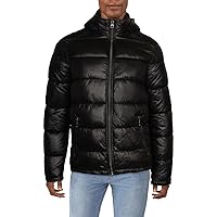 GUESS Men's Mid-weight Puffer Jacket With Removable Hood