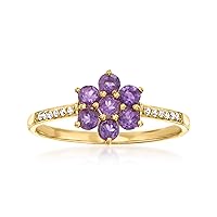 Canaria 0.30 ct. t.w. Amethyst Flower Ring With Diamond Accents in 10kt Yellow Gold