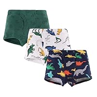 FLKAYJM 3 Pack Boys Underwear Size 6 8 Boxer Briefs - Boxers for Boys - Cotton Brief Soft Underwear Dinosaur Car Shark