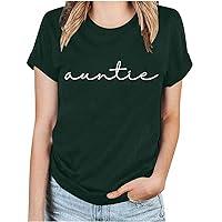 Women Graphic Tees Casual Summer Tops Short Sleeve Loose Tunic Vintage Letter Print T Shirts Comfort Crewneck Top
