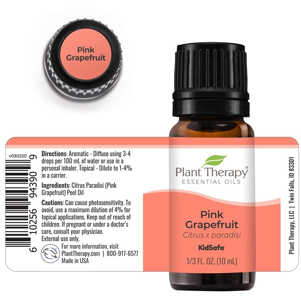 Plant Therapy Pink Grapefruit Essential Oil 10 mL (1/3 oz) 100% Pure, Undiluted, Natural Aromatherapy, Therapeutic Grade
