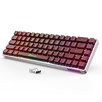 65% Wireless Gaming Keyboard, Rechargeable Backlit Gaming Keyboard, Ultra-Compact Mechanical Feel Anti-ghosting Keyboard for PC Laptop PS5 PS4 Xbox Gamer (Red)