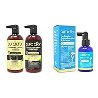 PURA D'OR Anti-Thinning Advanced Therapy Biotin Shampoo & Conditioner Hair Care Set, Clinically Proven,16oz x 2 & Scalp Therapy Energizing Scalp Serum Revitalizer DHT Blockers