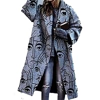 Autumn Women' Coats and Jackets Women Color Checkered Printed Long Sleeve s1 XL