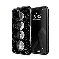 Compatible with iPhone 11 Pro Max Case Moon Phases Eclipse Stars Cosmos Galaxy Universe Cosmic Lunar Luna Tumblr Heavy Duty Shockproof Dual Layer Hard Shell + Silicone Protective Cover