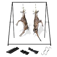 Deer Game Hanger Hoist, Deer Skinning Rack, Deer Hides Tanning Tool, Deer Drying Rack with 2 Meat Hooks, 20m Rope, 20 drying clips for Game Hunting, Animal Skinning, Dressing and Butchering Heavy Duty