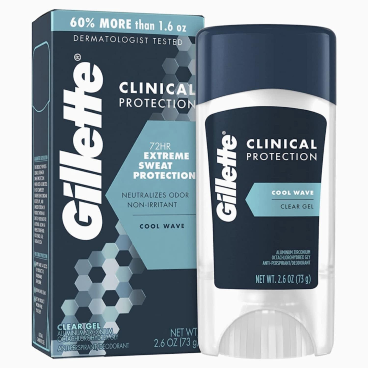 Gillette Clinical Clear Gel Cool Wave Antiperspirant and Deodorant 2.6 Oz Packaging May Vary