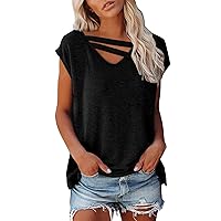 SNKSDGM Summer Tank Tops for Women Loose Fit Keyhole V-Neck Sleeveless Shirt Casual Color Block Flowy Blouses