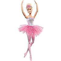 Barbie Dreamtopia Doll, Twinkle Lights Posable Ballerina with 5 Light-Up Shows, Sparkly Pink Tutu, Blonde Hair & Hair Accessory
