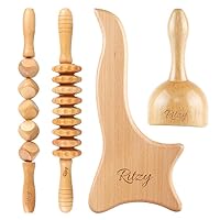 Wood Therapy Massage Tools , 4 in 1 Maderoterapia kit, Lymphatic Drainage Massager , Cellulite Massager,Muscle Roller, Maderoterapia Colombiana ,Body Massage Roller,Gua Sha ,Body Sculpting Tools