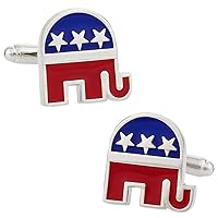 Republican Elephant Cufflinks USA Patriotic Patriot Proud American with Travel Presentation Gift Box Conservative Cuff Links