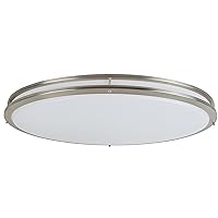 Design House 587261 Owens Integrated LED 32 Inch Indoor Oval Dimmable Ceiling Light with White Frosted Acrylic Lens for Bedroom Hallway Kitchen Entryway, Brushed Nickel