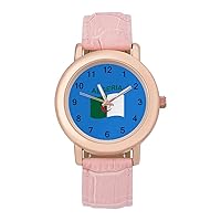 Flag of Algeria Fashion Leather Strap Women's Watches Easy Read Quartz Wrist Watch Gift for Ladies