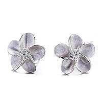 1 Pair Fashion Elegant Flower Earrings Studs Sparkly Diamond Jewelry Accessories Valentine's Day Gift for Girlfriend Silver Superiorâ€‚Quality and Creative