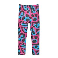 Black Red Leopard Leggings for Girls Stretch Pants Girls Leggings Ankle Length Leggings for Kids Toddler 4-10 Years